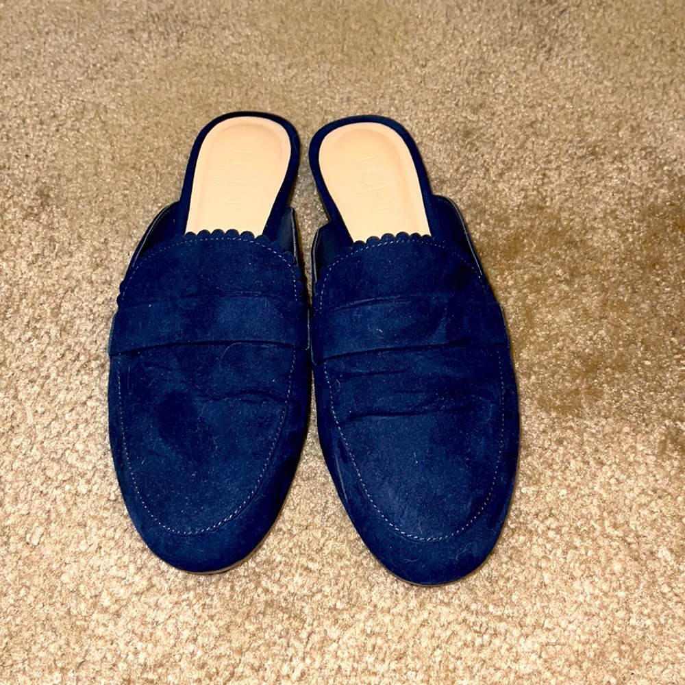 Loft mules, navy blue slip on size 8